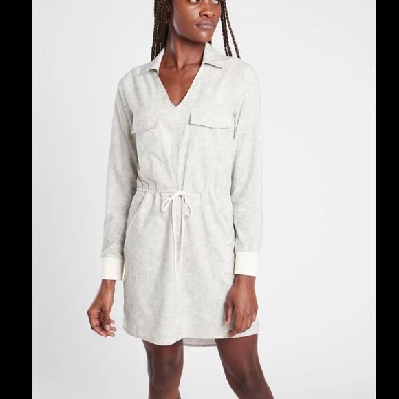NWT Athleta Zuma Printed Shirtdress, Small, Viper Grey - Picture 1 of 9